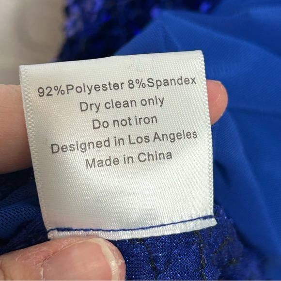 Moda Glam 'Dita Strapless Sequin Embellished Velvet Gown in Royal Blue - Picture 14 of 16